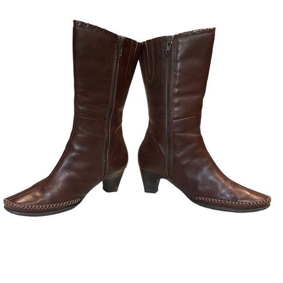 Pikolinos Brown Leather Whipstitch Mid Calve Boots Sz EU 39 or US 8.5 - Picture 7 of 12